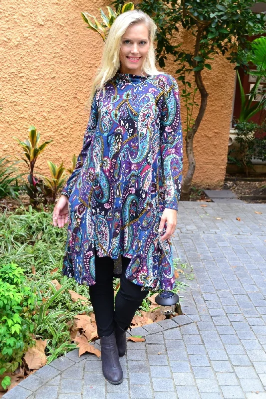 Casual Chic Clothing Penelope Paisley Fleece Tunic Dress