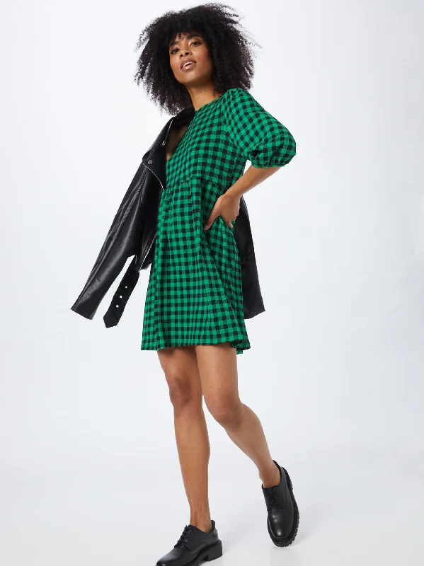 Trendy Women's Wear Women's Plaid Dress,Green