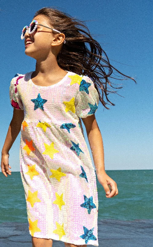 Premium Fashion Sequin Rainbow Stars Dress