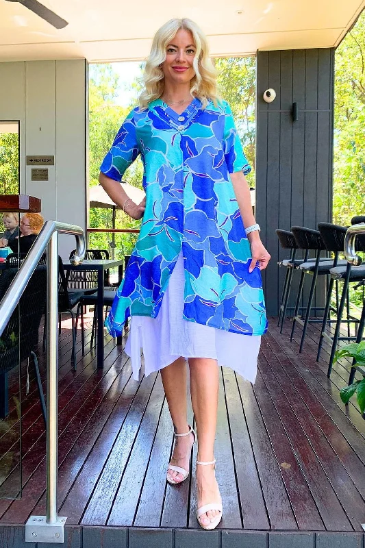 Casual Fashion Blue Green Summer Tunic Dress