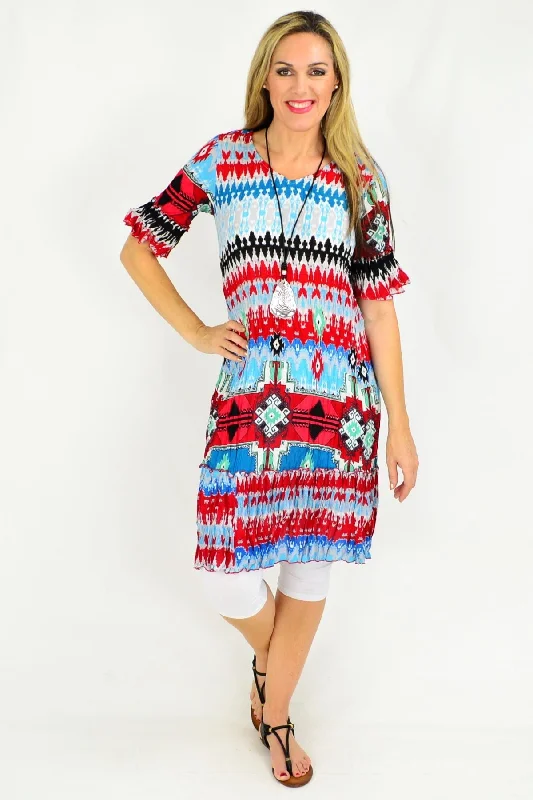 Women's Luxury Garments Peruvian Loom Crinkle Tunic Dress