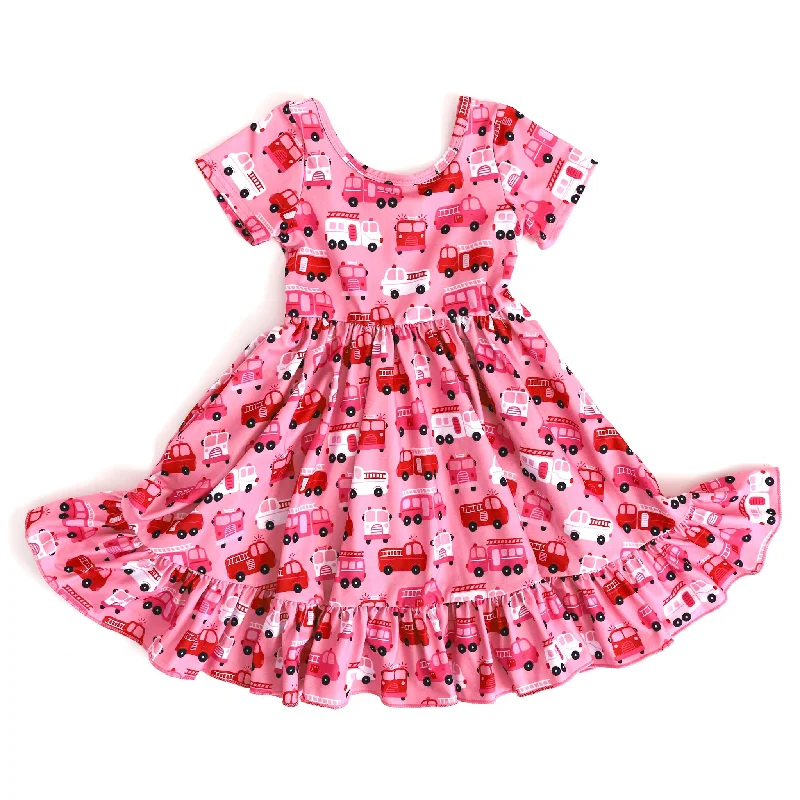 Modern Women's Fashion with Vintage Touches Firetruck 1-4-3 Charm Dress