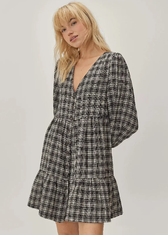 Clothing Online Women's Plaid Dress,Black/Grey