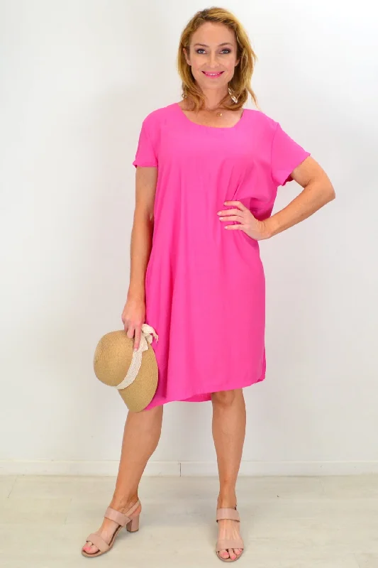 Women's Comfortable Lounge Outfit Pretty Pink Tunic Slip Dress