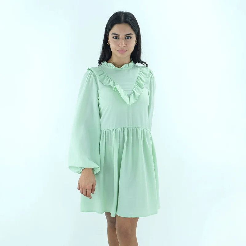 Women's Vintage Clothes Women's Ruffle Plain Dress,Light Green