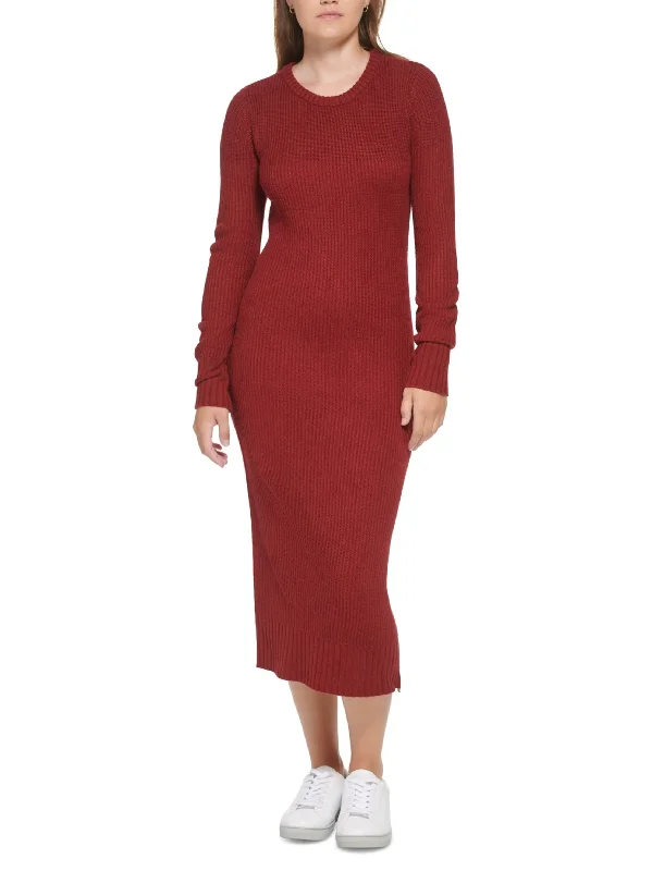 Women's Layered Outfit Women's Plain Sweater Dress,Wine