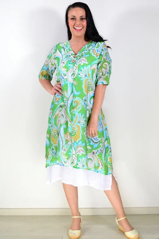 Online Clothing Stores Green Paisley Summer Tunic Dress