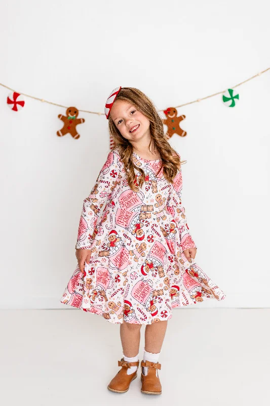 Modern Casual Clothing CHRISTMAS GINGERBREAD TWIRL DRESS