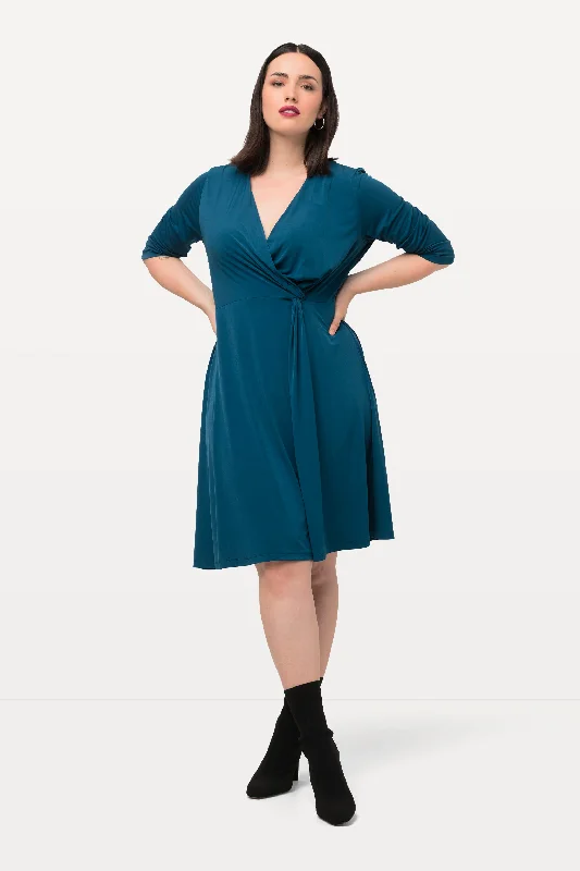 Women's Clothing Stores Ulla Popken Draped Dress in Teal