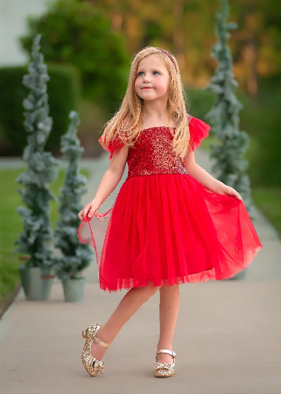 Trendy Outfits For Girls RED SPARKLE TUTU DRESS