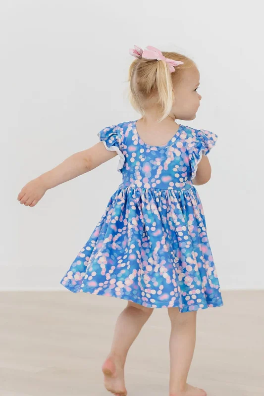 Everyday Wear Shimmer & Shine Flutter Sleeve Twirl Dress