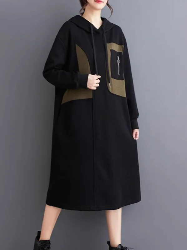 Charming Women's Garments Women's Everyday Comfort Hooded Mid-Length A-Line Dress