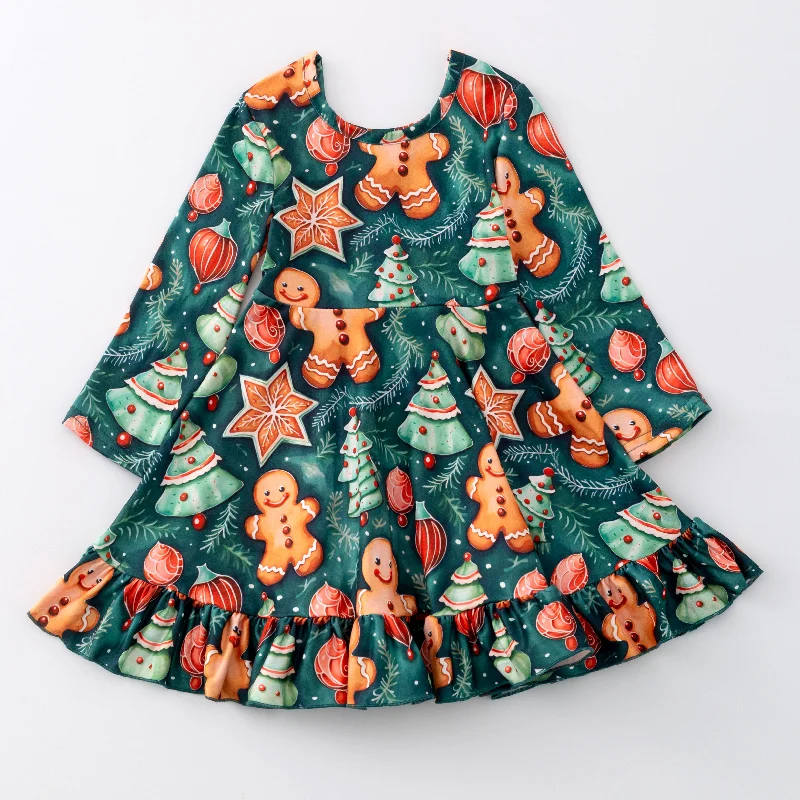 Women's Seasonal Clothes GINGERBREAD COOKIE RUFFLE DRESS