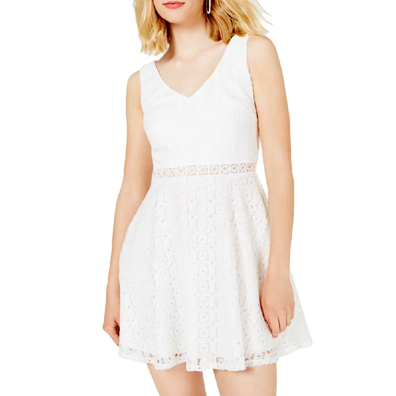 Women's Clothing With Trendy Designs Women's Circle Lace Fit & Flare Dress,White