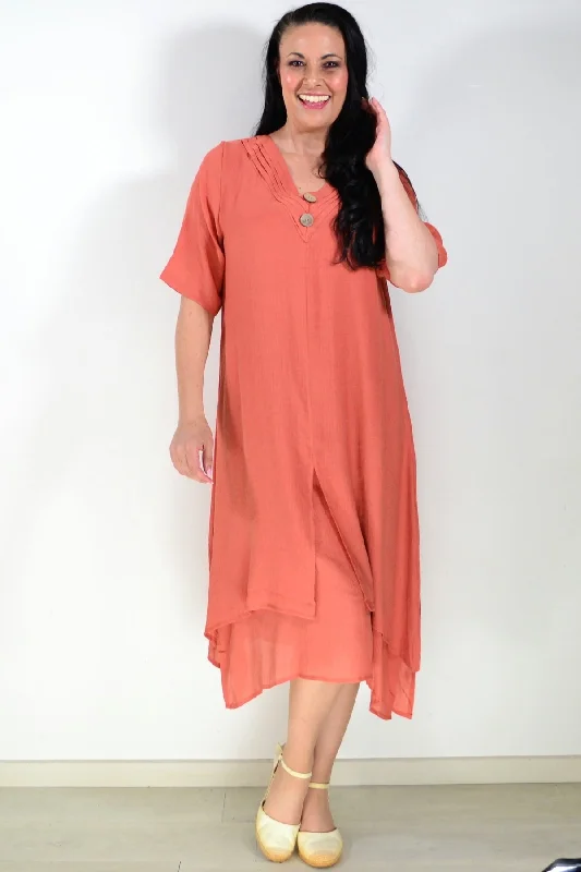 Flash Discount Rust Summer Tunic Dress