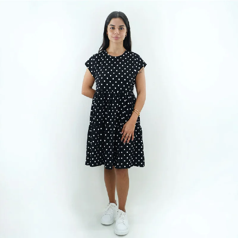 Elegant Clothing For Women Women's Open Back Polka Dots Dress,Black