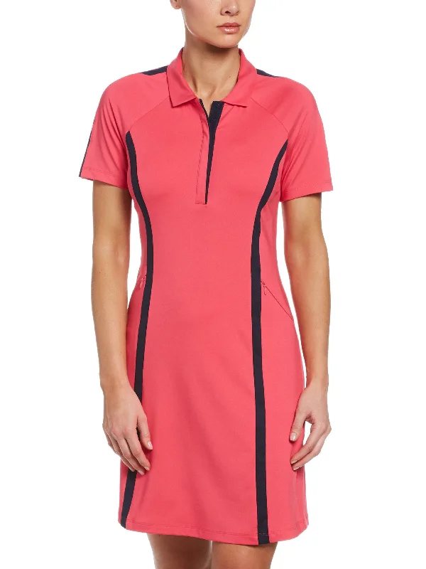 Modern Women's Wardrobe Essentials Womens Plus Swing Tech™ Color Block Golf Dress