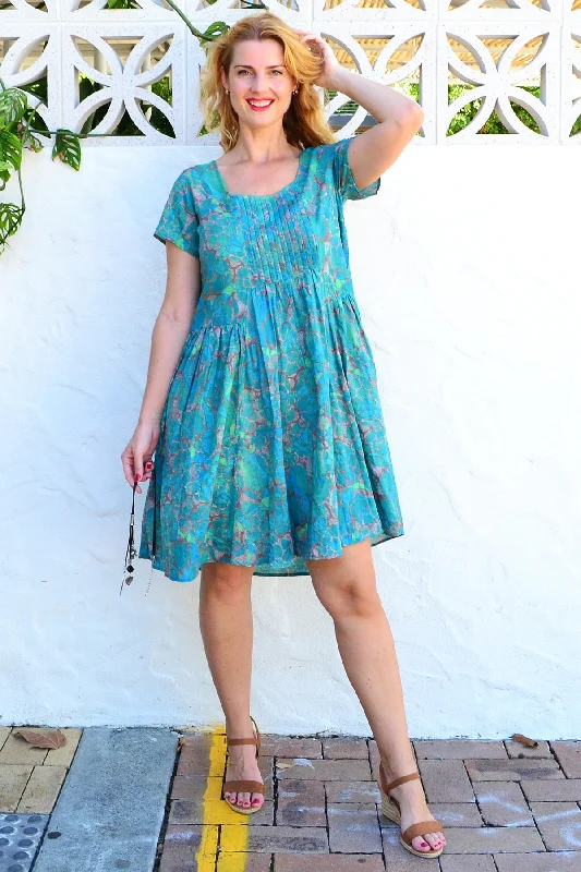 Flash Sale Clothing Emerald Aqua Abstract Tunic Dress