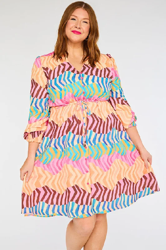 Elegant Styles Sofia Zig Zag Zebra Dress