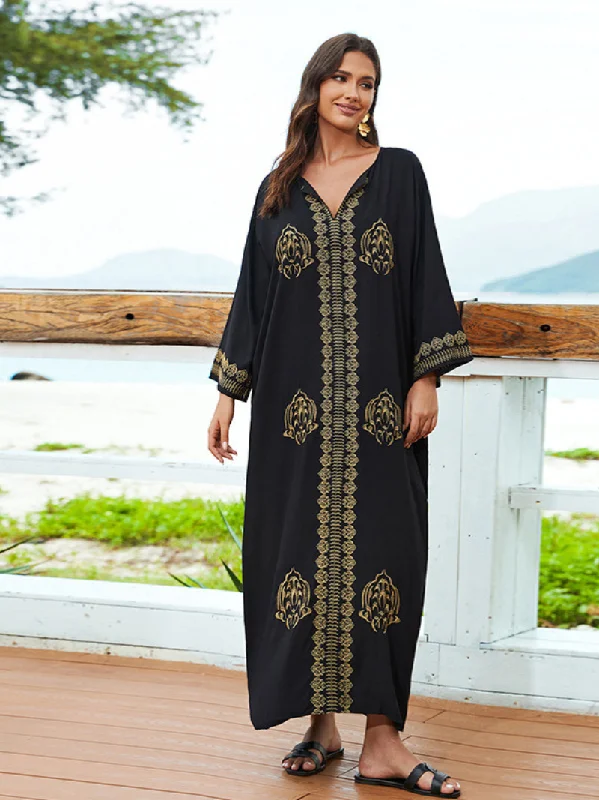 Women's Clothes Online Shopping Women's Beach Casual Outings Long Embroidered A-Line Dress