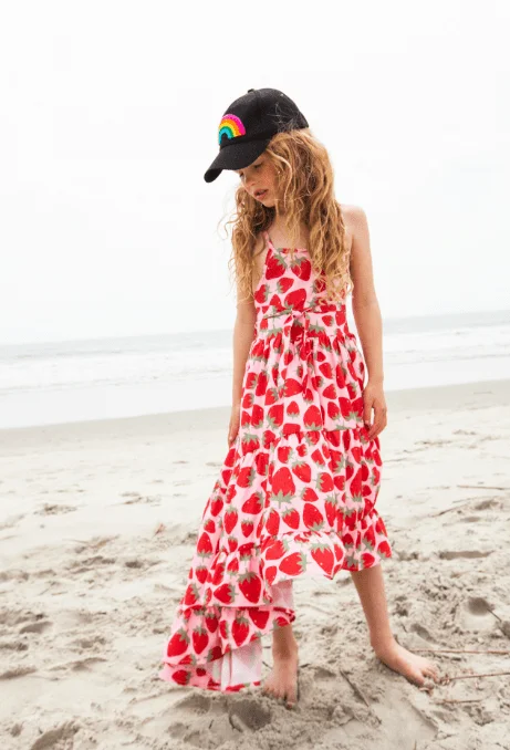 Women Clothes Strawberry High Low Dress