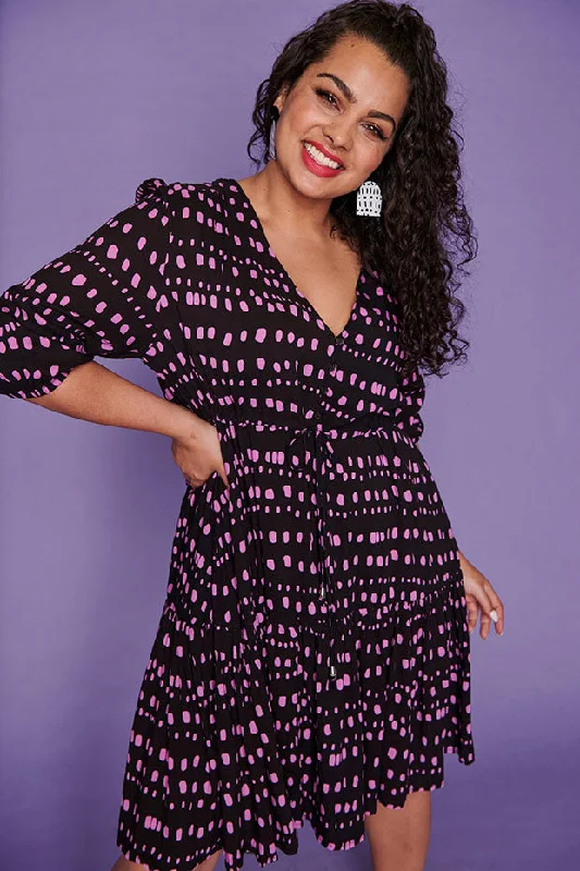 Women's Vacation Outfit Johnny Magenta Spots Dress