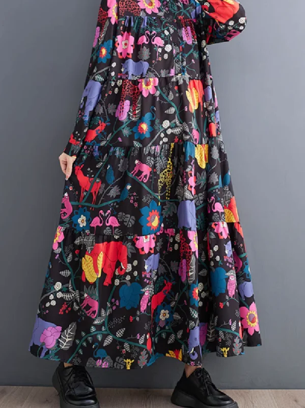 Vintage Women's Fashion Women's Fashion-Forward Stylish Printed Animals A-line Dresses