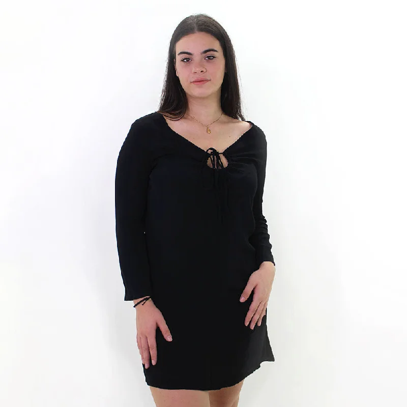 Women's Vacation Garments Women's Keyhole Neck Dress,Black