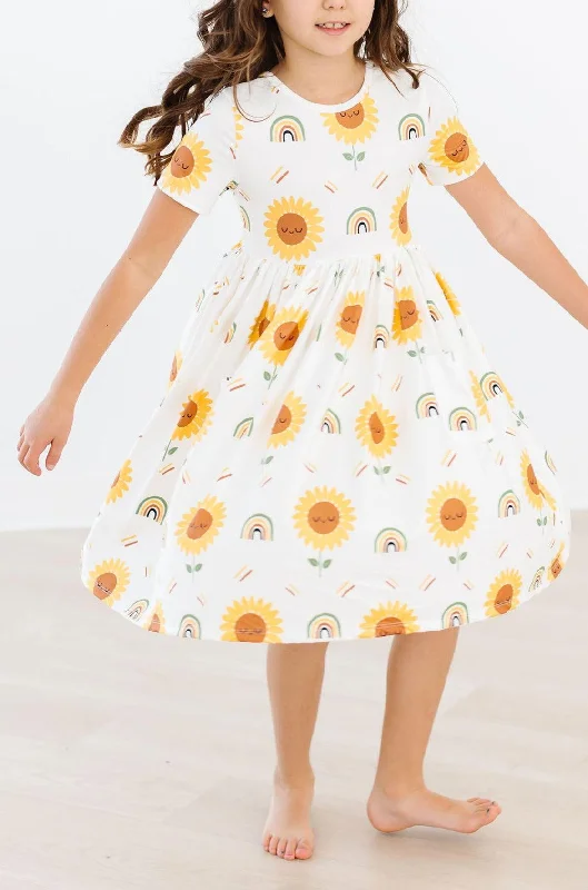 Fashionable Women's Wardrobe Sunflower S/S Pocket Twirl Dress