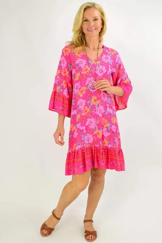 Vintage-Inspired Garments Rose Pink Lottie Tier Tunic Dress