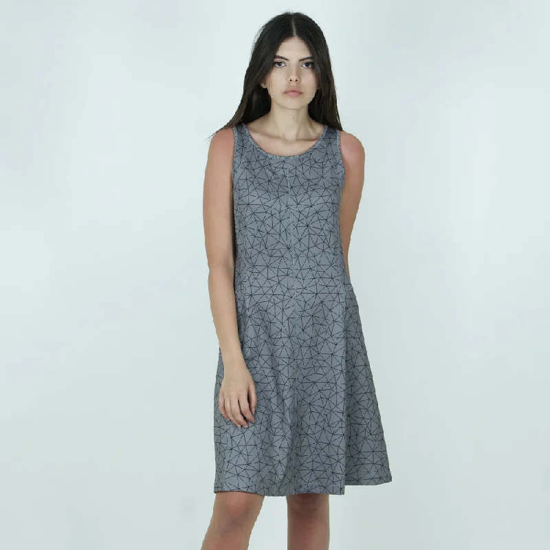 Women's Professional Clothes Women's Printed Flare Dress,Grey