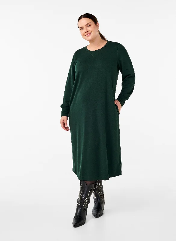 Women Clothes Zizzi Sia Sweater Dress in Green