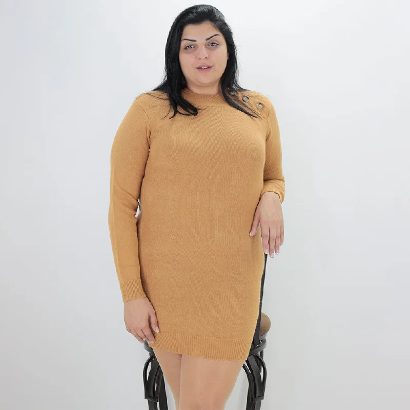 Women's Trendy Outfits Women's Plain Solid Knitted Dress,Camel