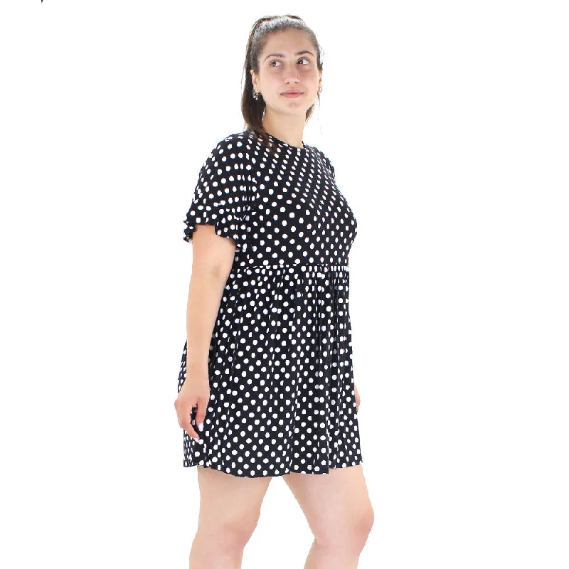 Clothes For Women Women's Polka Dots Stretch Flare Short Dress,Black