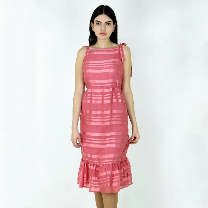 Summer Sale Women's Striped Chiffon Dress,Pink