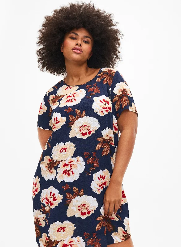 Luxury Fashion Zizzi Anni Dress in Navy Rose