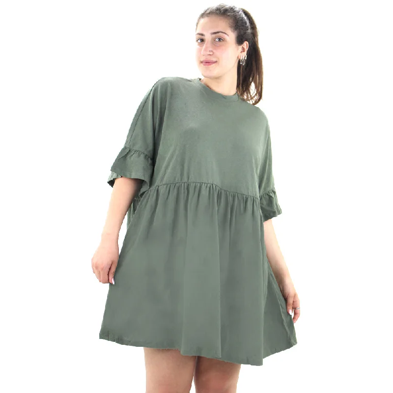 Must-Have Styles Women's Ruffle Oversized Dress,Olive