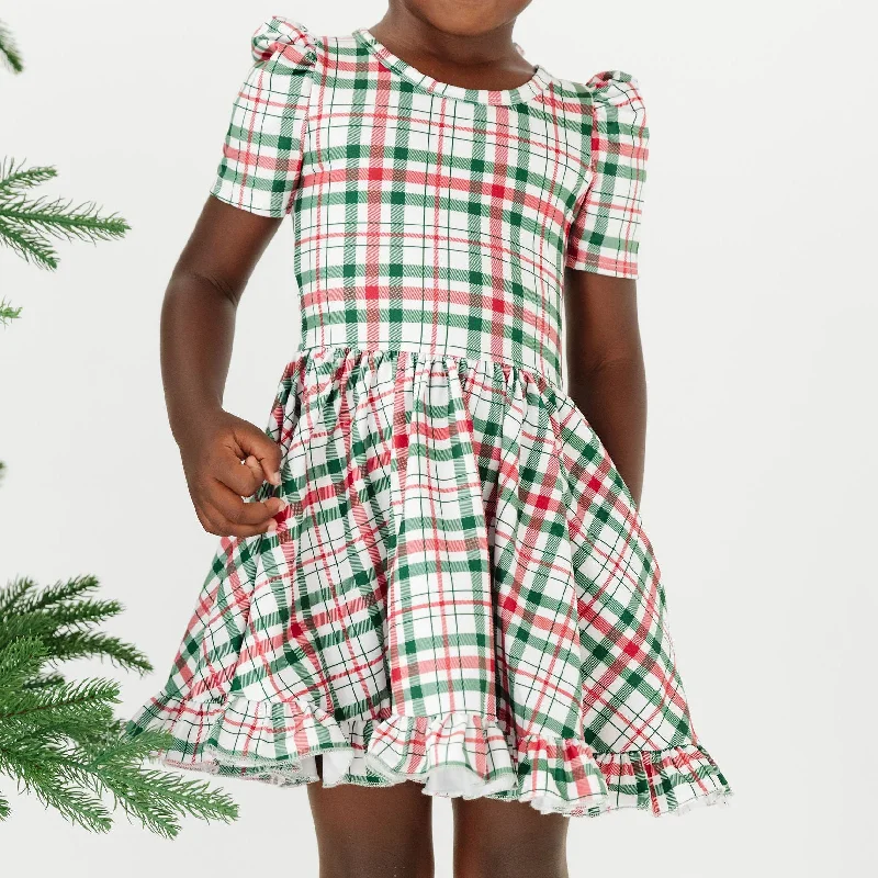 Women's Professional Clothes Christmas Plaid Twirl Dress