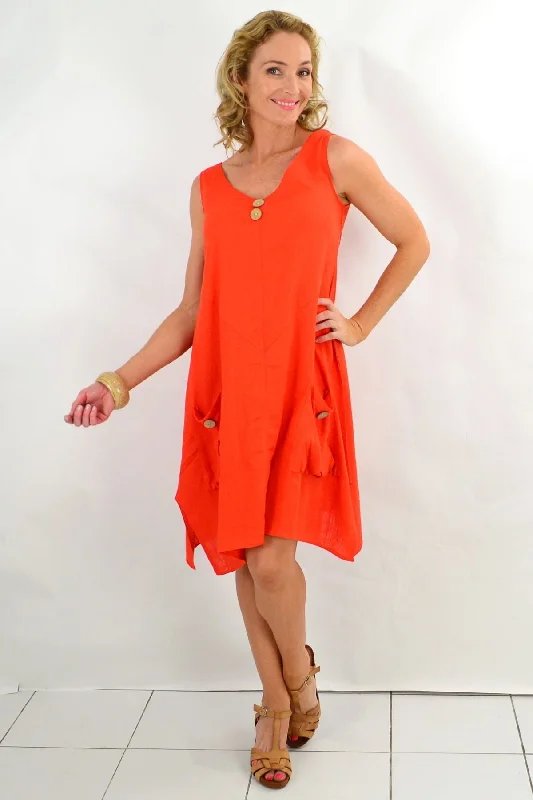 Women's High-Fashion Garments Costa Rica Vivid Orange Tunic Dress