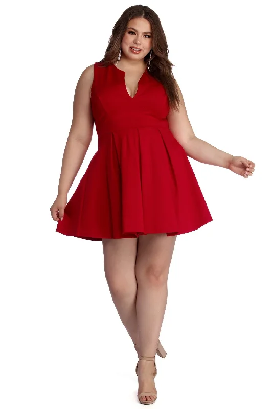 Timeless Women's Clothes Plus Pretty And Charming Pleated Skater Dress