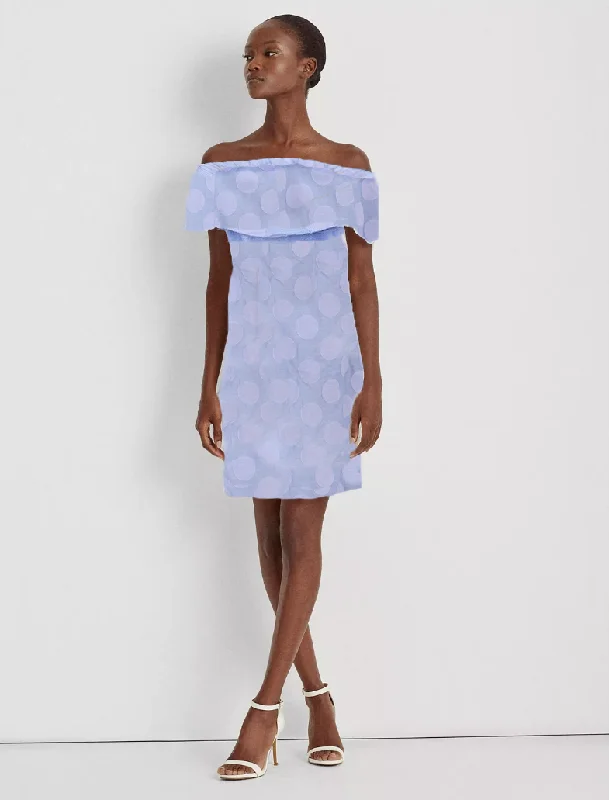 Online Shopping Boutiques XXS - sail to sable blue off the shoulder polka dot dress