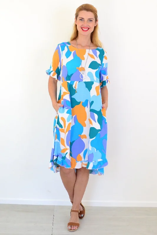 Save Big Colourful Abstract Summer Dress