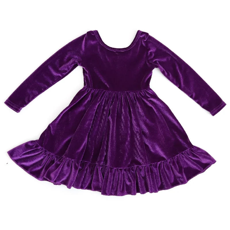 Clothing Woman Purple Velvet Charm Dress