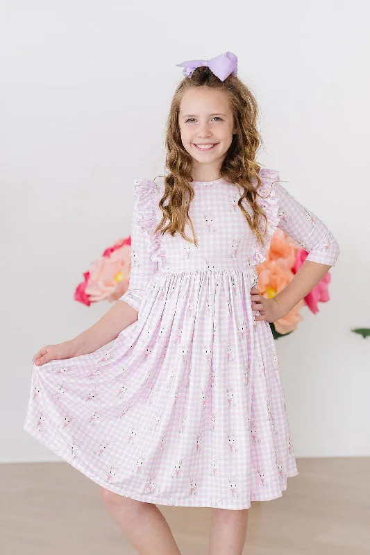 Online Boutiques Clothing Baby Bunnies 3/4 Sleeve Ruffle Twirl Dress