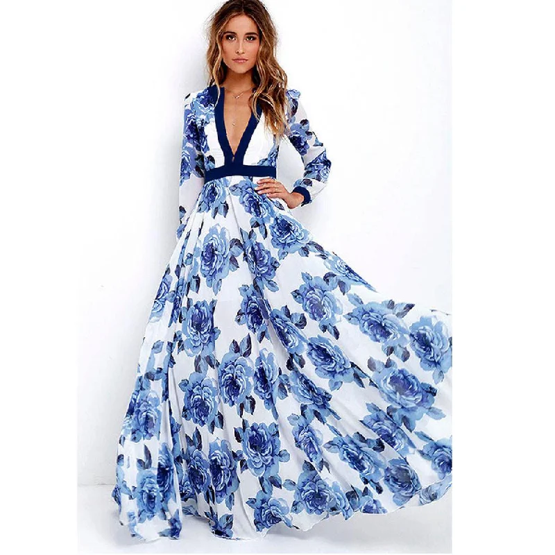 Women's Trendy Outfit Long Maxi Print Summer Dress