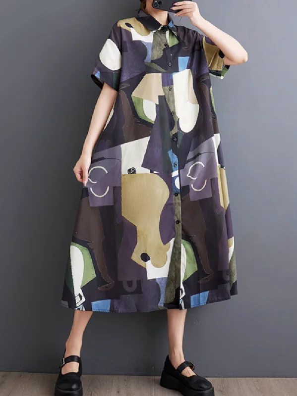 Women's Elegant Clothing Sets Women's Stylish And Easygoing Look Loose Printed A-Line Dress