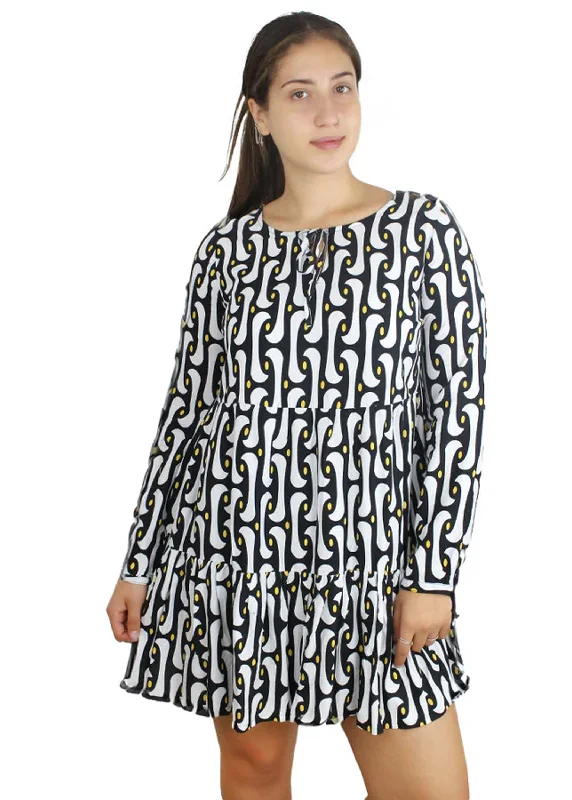 Clearance Sale Online Women's Printed Dress,Black/White