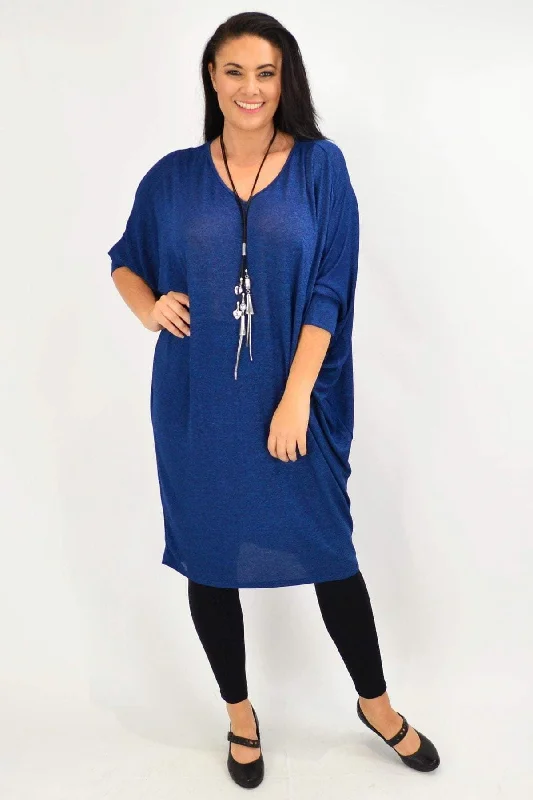 Sale Clearance Blue Oversized Tunic Dress