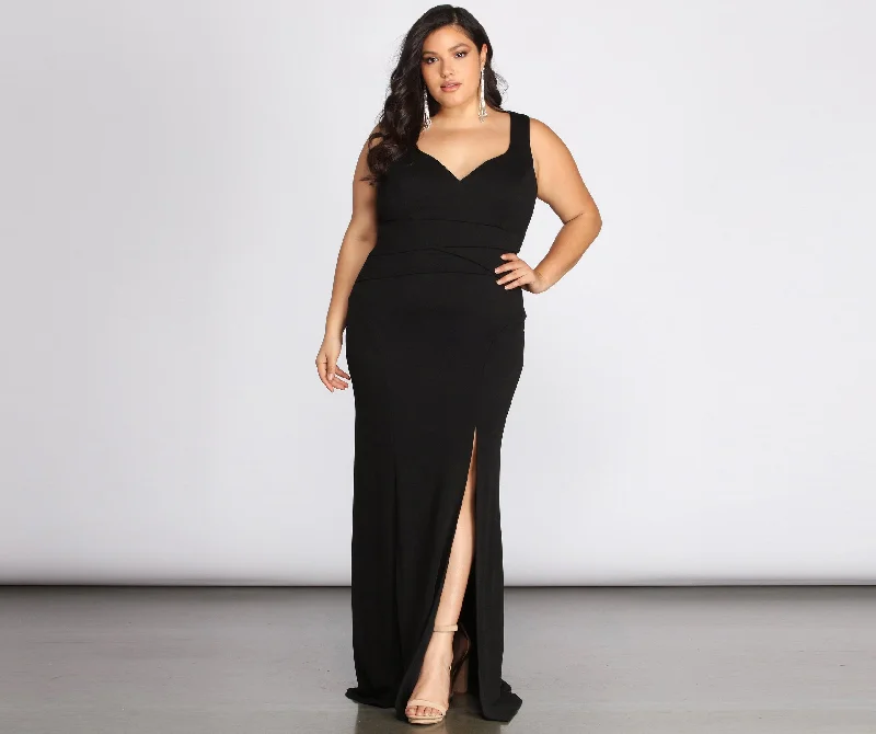 Women's Vintage-Inspired Outfit Plus Kaitlyn Formal Charming High Slit Dress