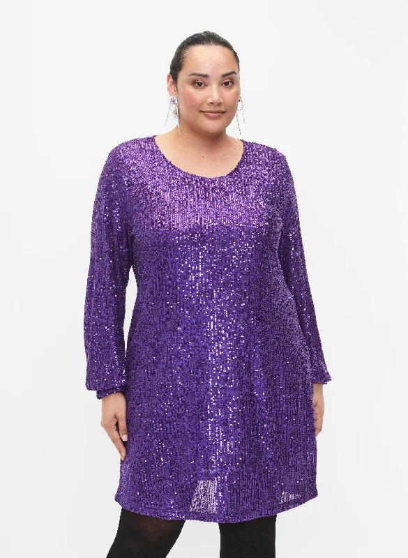 Women's Fashionable Clothing Sets Zizzi Sequin Dress in Purple